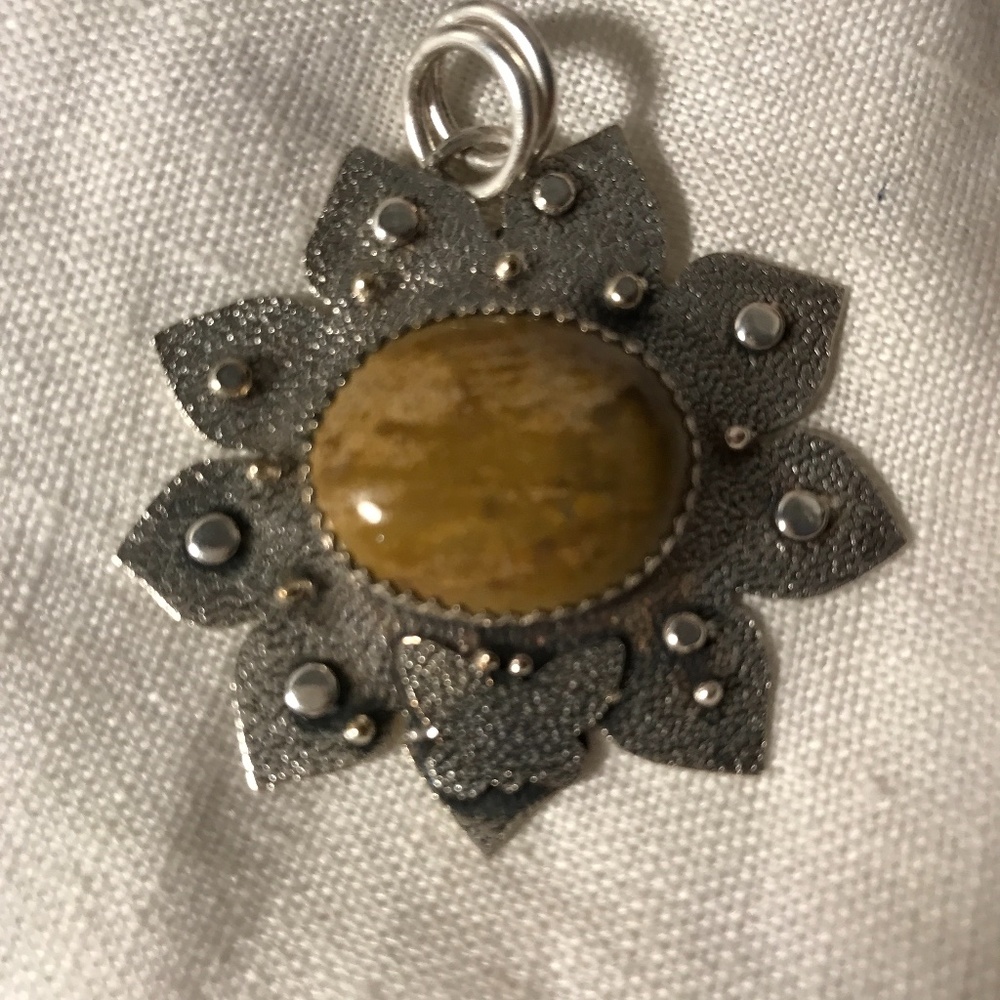925 Silver handmade artisan gift pendant with jasper stone